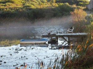 Early morning misty dam at Arum Lily House, Witvoetskloof. Photo: Tracey Shaw